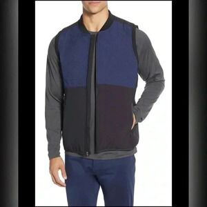 RHONE APPAREL Midtown Black & Navy Zip Front Vest